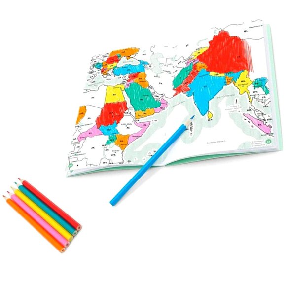 ❤️VALENTINE GIFT! ❤️ ✈️🌏 NWT The Colorlogue Map Coloring Book - Travel Record - Picture 5 of 7